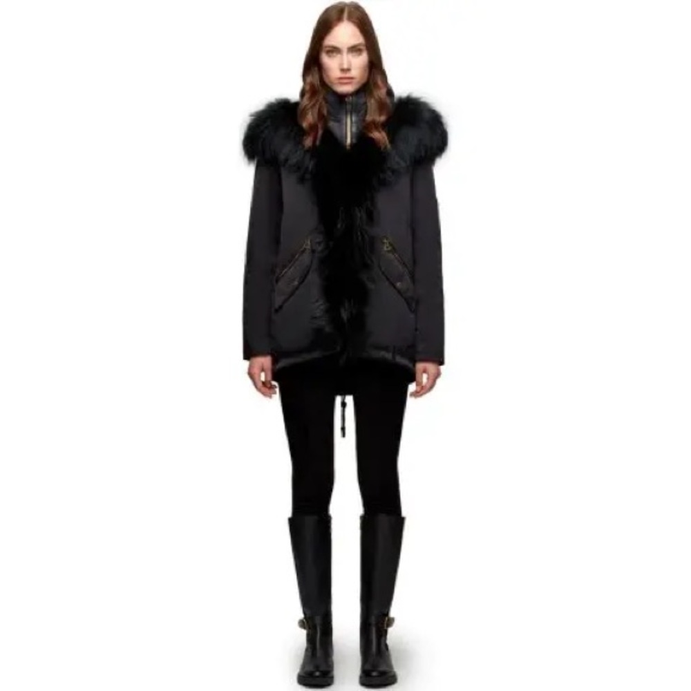 Rudsak Luxurious Black Fur-Trimmed Winter Coat - Picture 5 of 13